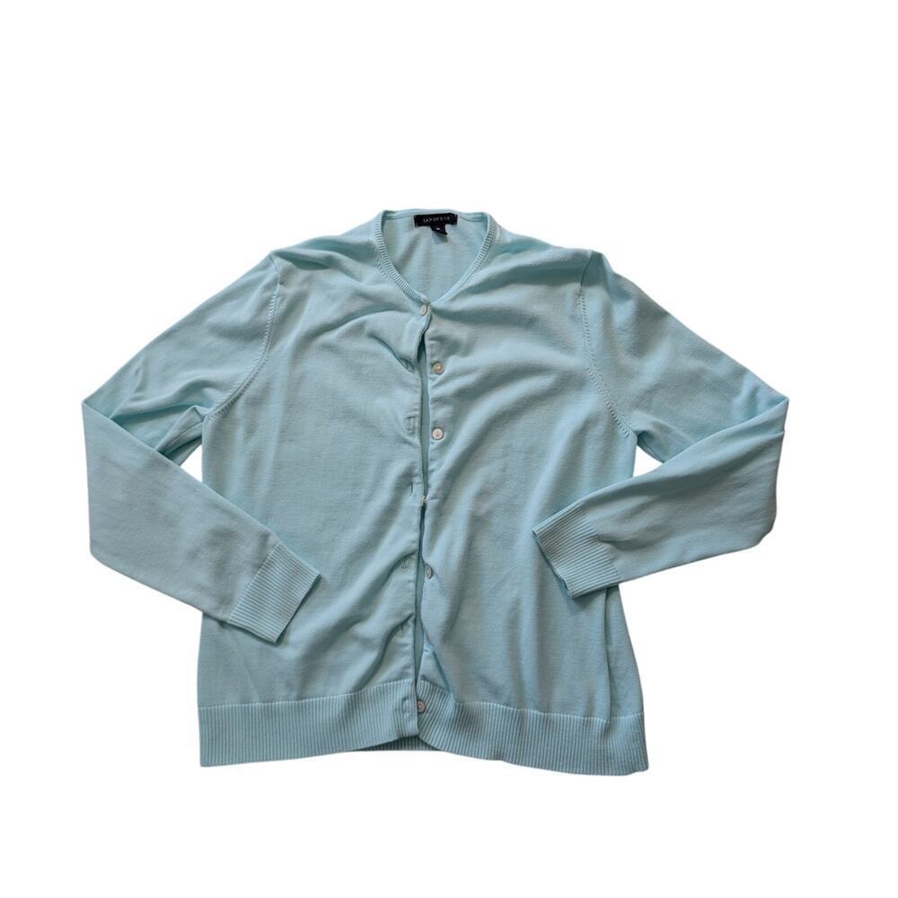 Lands' End Cardigan sweater,Medium, Lightweight, Sea foam Green